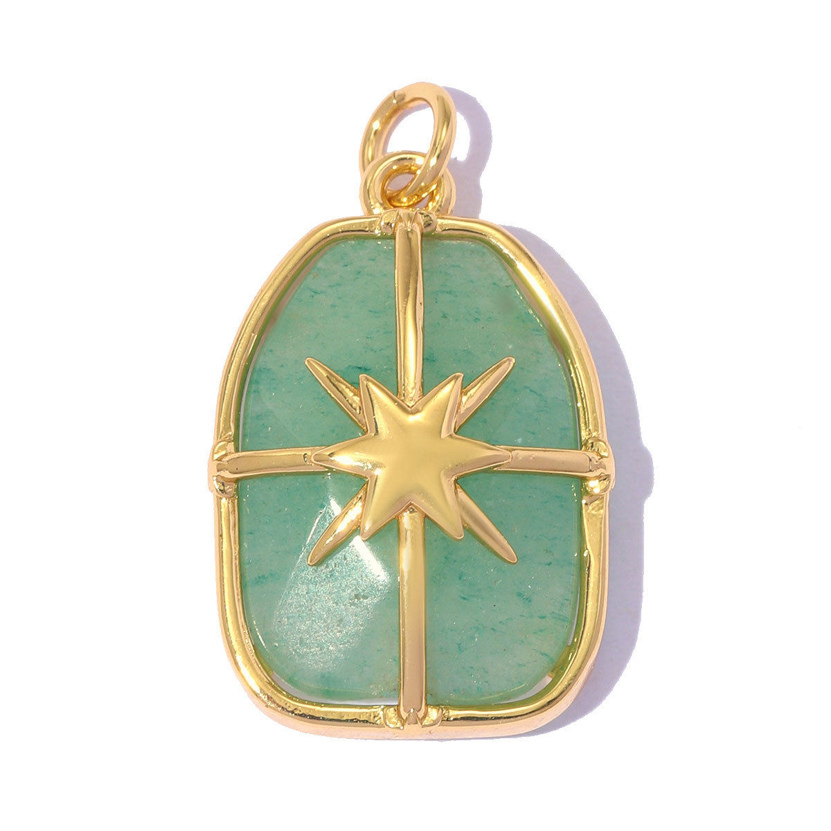 6pcs/pack Copper Natural Stone Geometric Oval DIY Earring Charms Zircon Square Necklace Pendants Women Star Jewelry Wholesale