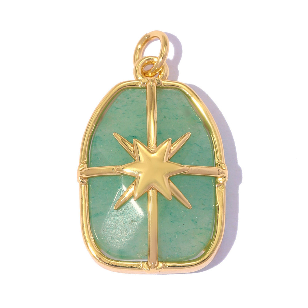 6pcs/pack Copper Natural Stone Geometric Oval DIY Earring Charms Zircon Square Necklace Pendants Women Star Jewelry Wholesale