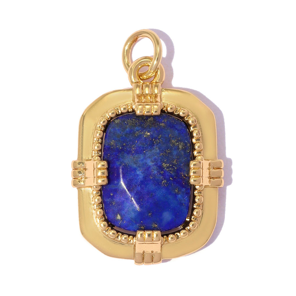 6pcs/pack Copper Natural Stone Geometric Oval DIY Earring Charms Zircon Square Necklace Pendants Women Star Jewelry Wholesale