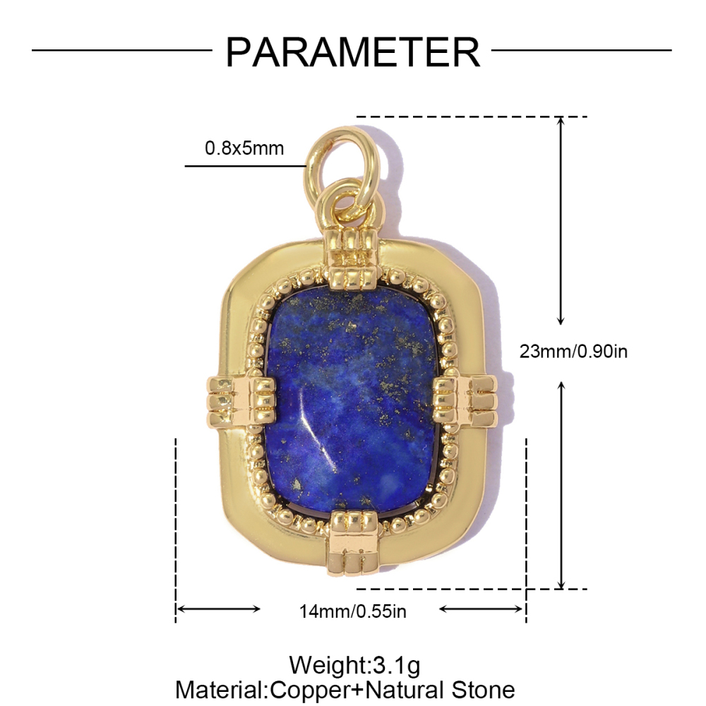 6pcs/pack Copper Natural Stone Geometric Oval DIY Earring Charms Zircon Square Necklace Pendants Women Star Jewelry Wholesale