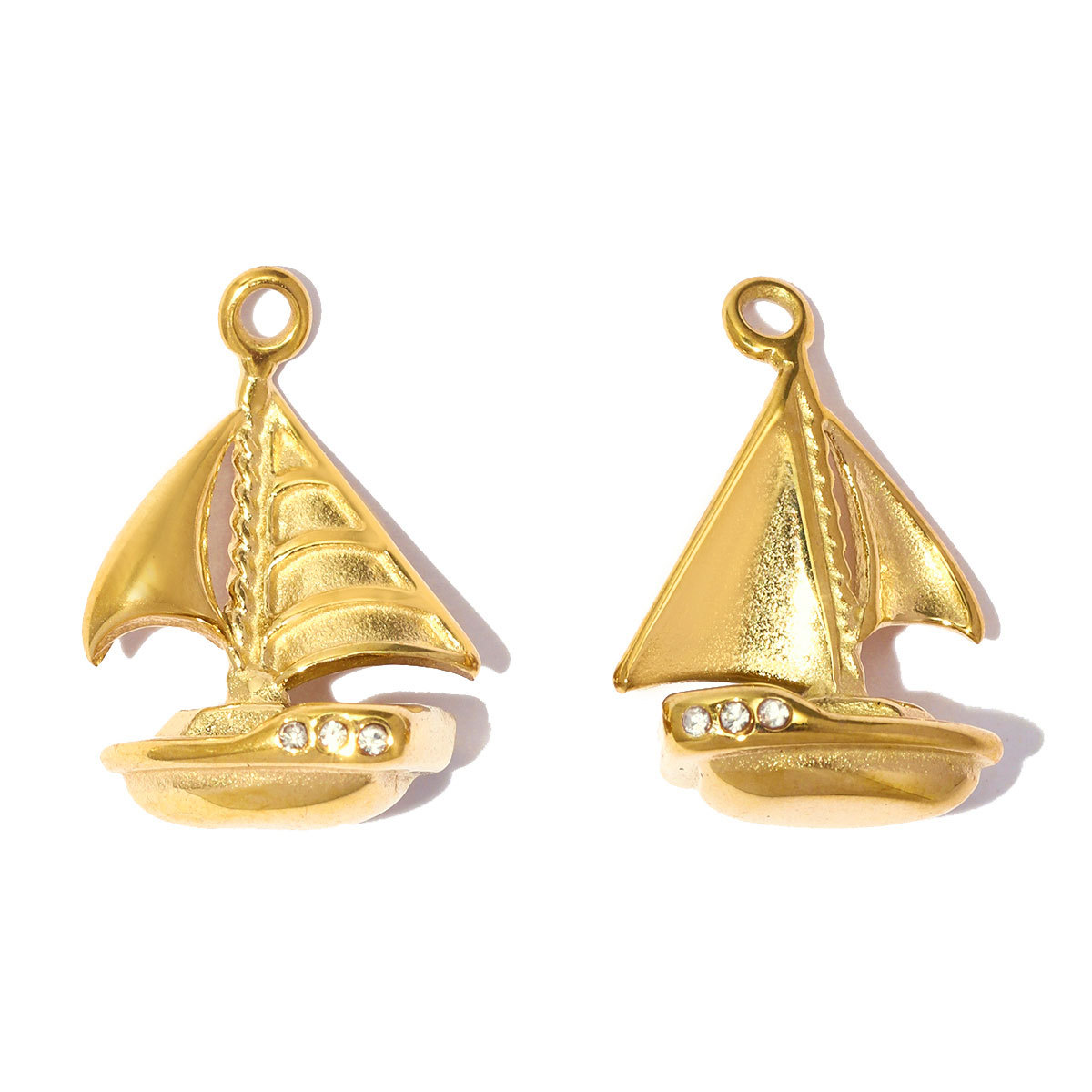 6pcs/pack Stainless Steel Conch Horseshoe DIY Earring Charms Enamel Angel Necklace Pendants Women 3D Sailboat Jewelry Wholesale