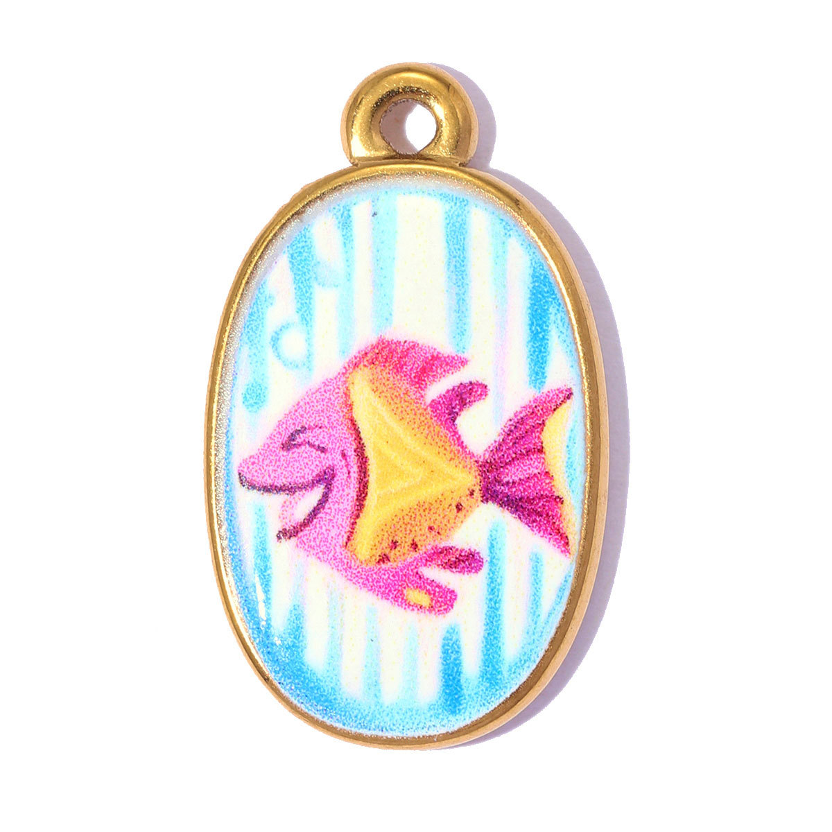6pcs/pack Stainless Steel Enamel Cat Fish Snail DIY Earring Charms Flower Angel Necklace Pendants Women Mushroom Heart Jewelry Wholesale