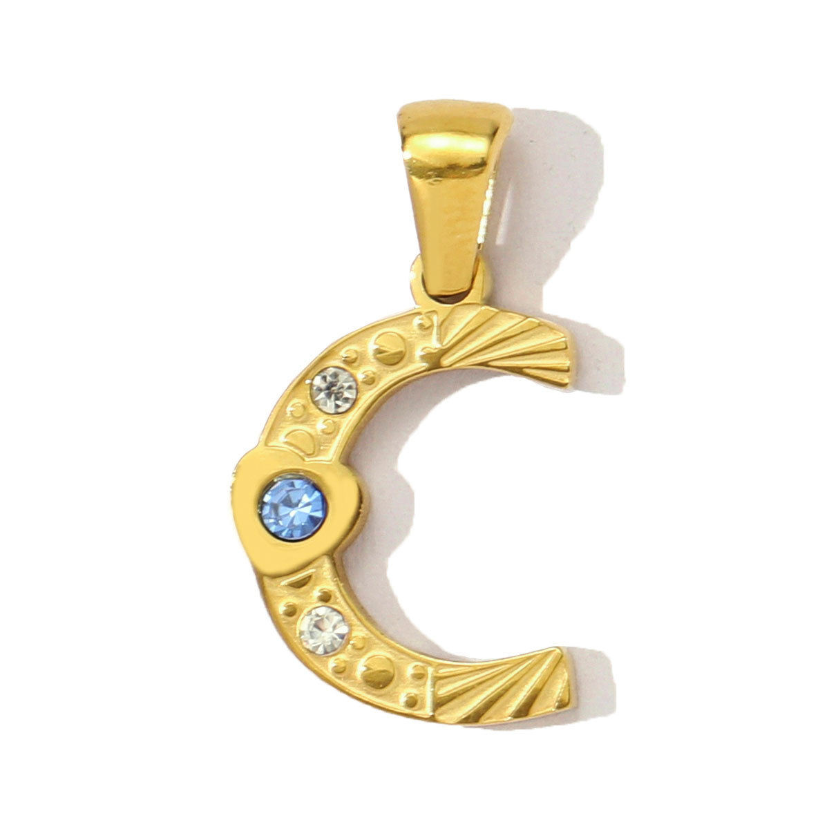 6pcs/pack  Stainless Steel Rhinestone Initial A-Z English Letter Diy Charm Women Capital Name Necklace Pendant Alphabet Jewelry