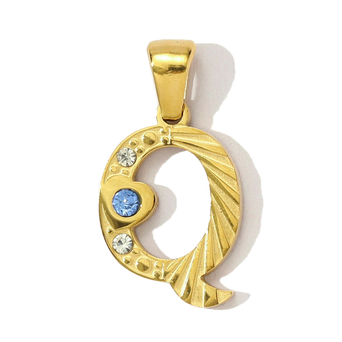 6pcs/pack  Stainless Steel Rhinestone Initial A-Z English Letter Diy Charm Women Capital Name Necklace Pendant Alphabet Jewelry