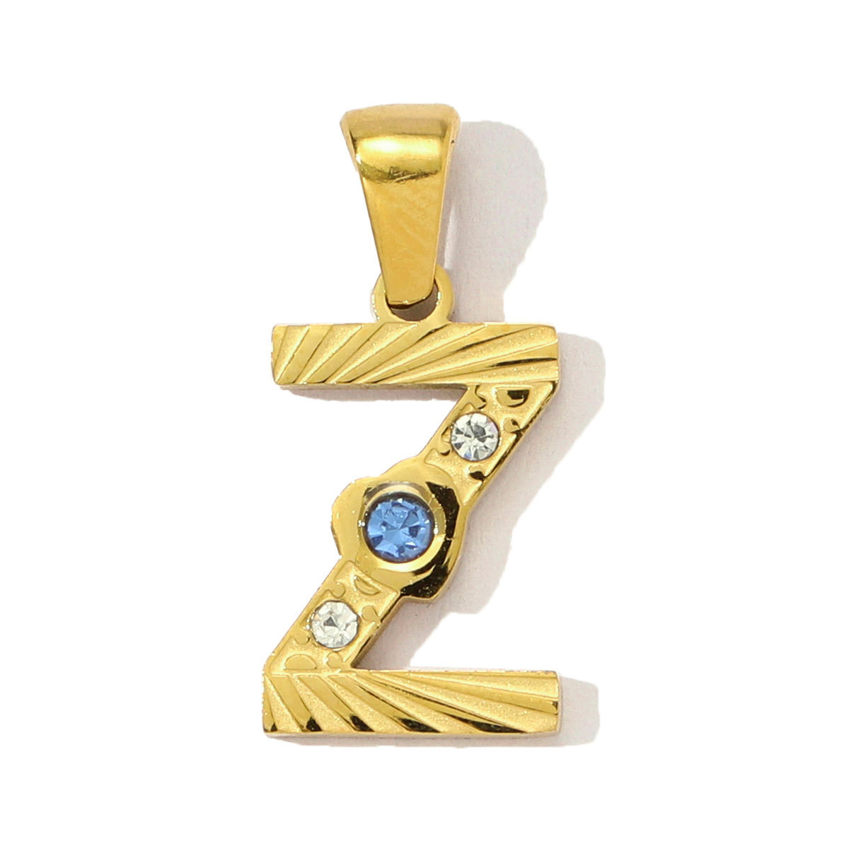 6pcs/pack  Stainless Steel Rhinestone Initial A-Z English Letter Diy Charm Women Capital Name Necklace Pendant Alphabet Jewelry