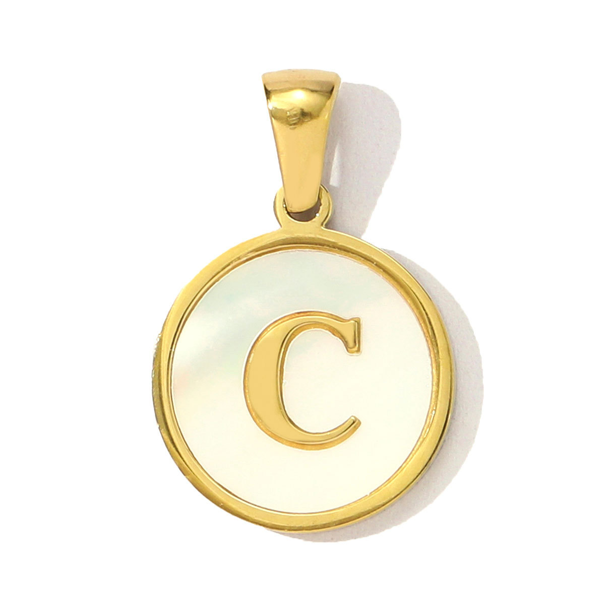 6pcs/pack 16mm Stainless Steel Shell Initial Letter Diy Charm Women Capital Name Necklace Pendant A-Z English Alphabet Jewelry