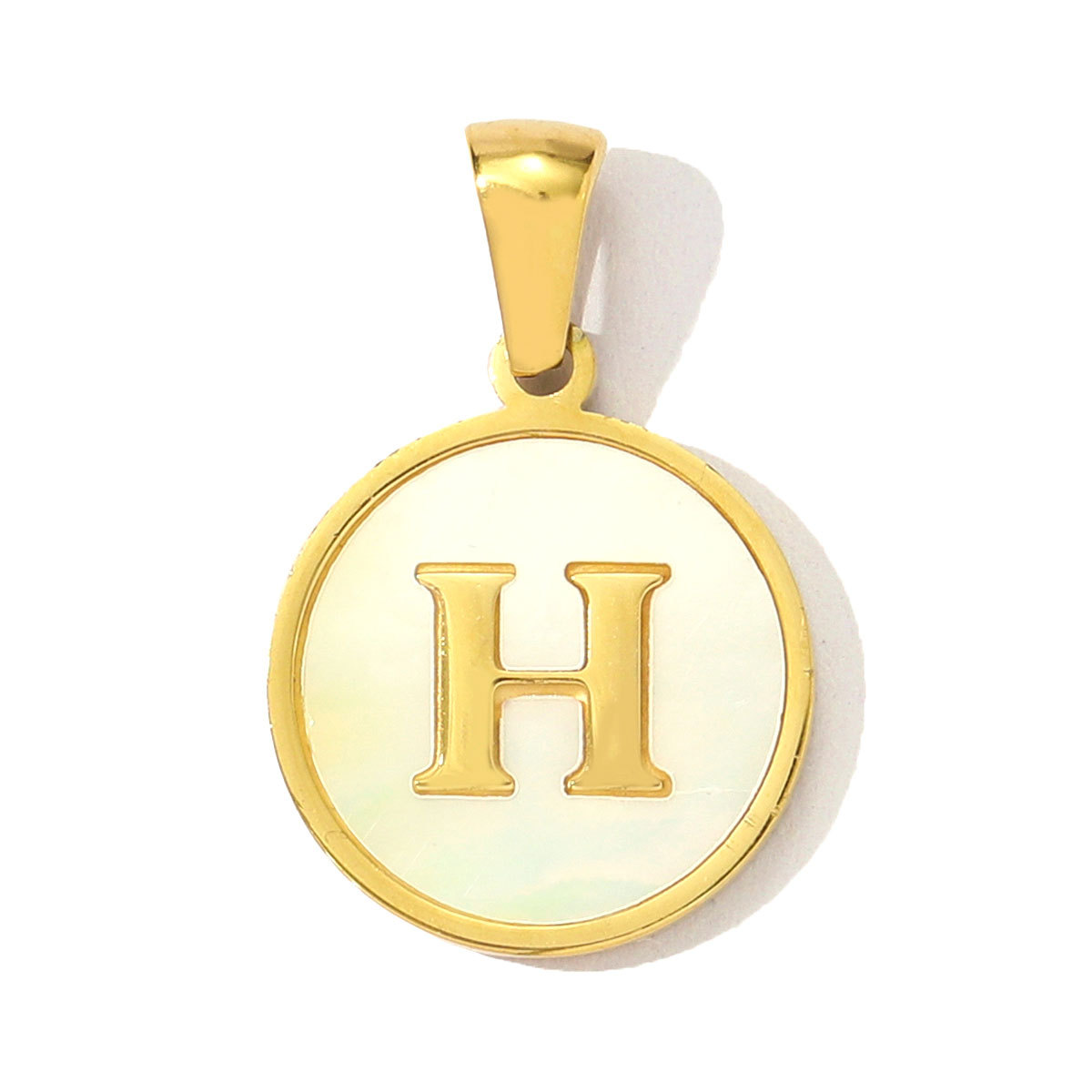 6pcs/pack 16mm Stainless Steel Shell Initial Letter Diy Charm Women Capital Name Necklace Pendant A-Z English Alphabet Jewelry