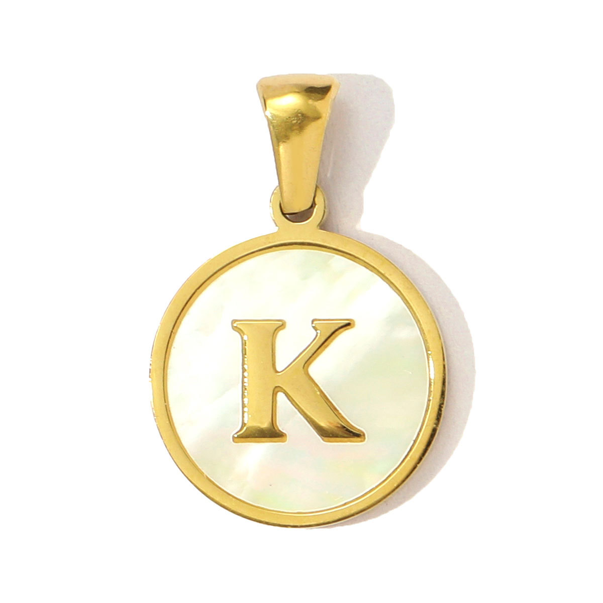 6pcs/pack 16mm Stainless Steel Shell Initial Letter Diy Charm Women Capital Name Necklace Pendant A-Z English Alphabet Jewelry