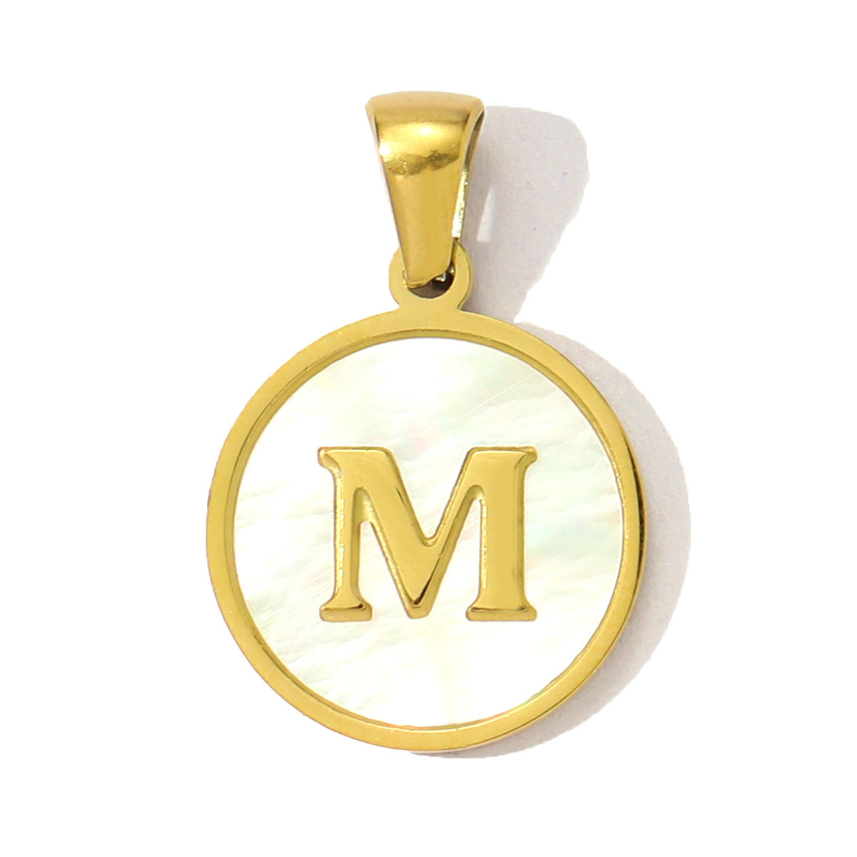 6pcs/pack 16mm Stainless Steel Shell Initial Letter Diy Charm Women Capital Name Necklace Pendant A-Z English Alphabet Jewelry