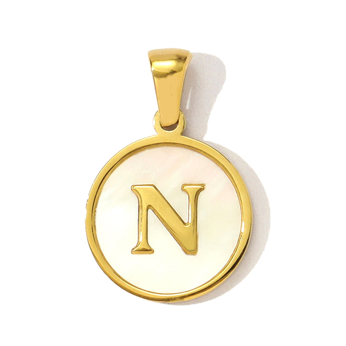 6pcs/pack 16mm Stainless Steel Shell Initial Letter Diy Charm Women Capital Name Necklace Pendant A-Z English Alphabet Jewelry