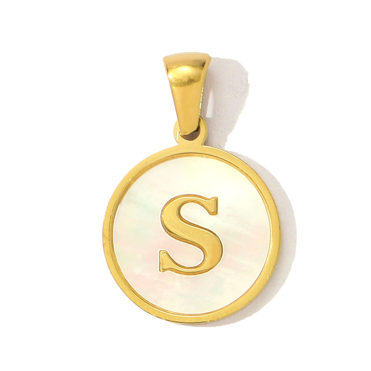 6pcs/pack 16mm Stainless Steel Shell Initial Letter Diy Charm Women Capital Name Necklace Pendant A-Z English Alphabet Jewelry