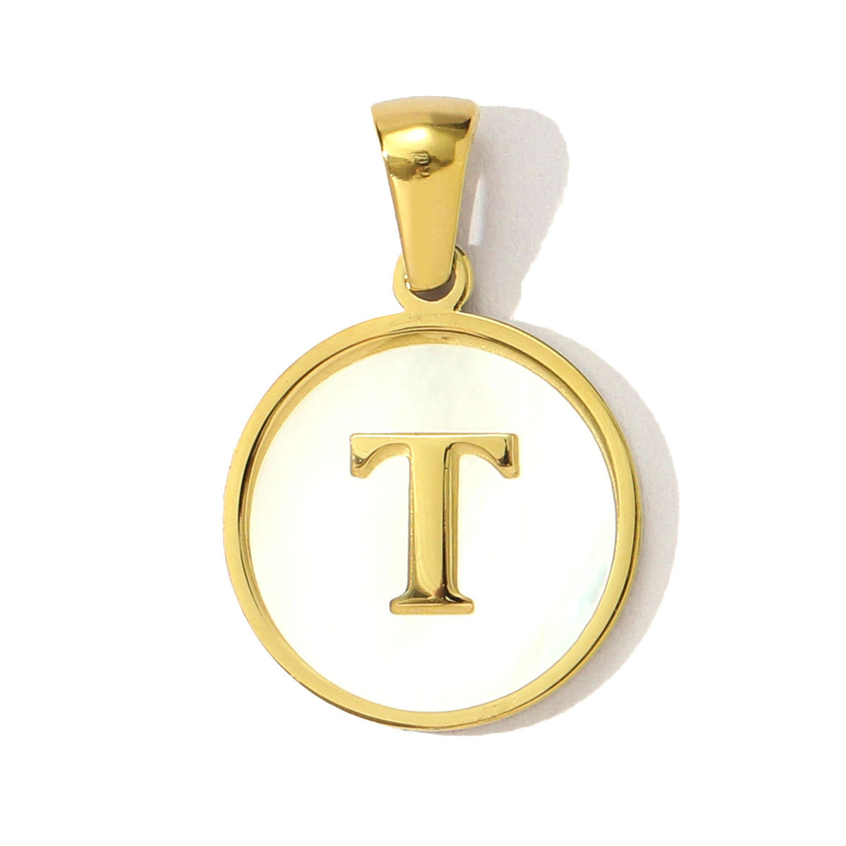 6pcs/pack 16mm Stainless Steel Shell Initial Letter Diy Charm Women Capital Name Necklace Pendant A-Z English Alphabet Jewelry