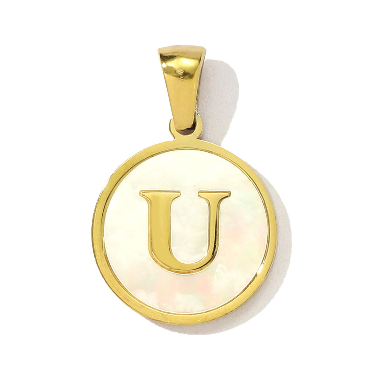 6pcs/pack 16mm Stainless Steel Shell Initial Letter Diy Charm Women Capital Name Necklace Pendant A-Z English Alphabet Jewelry