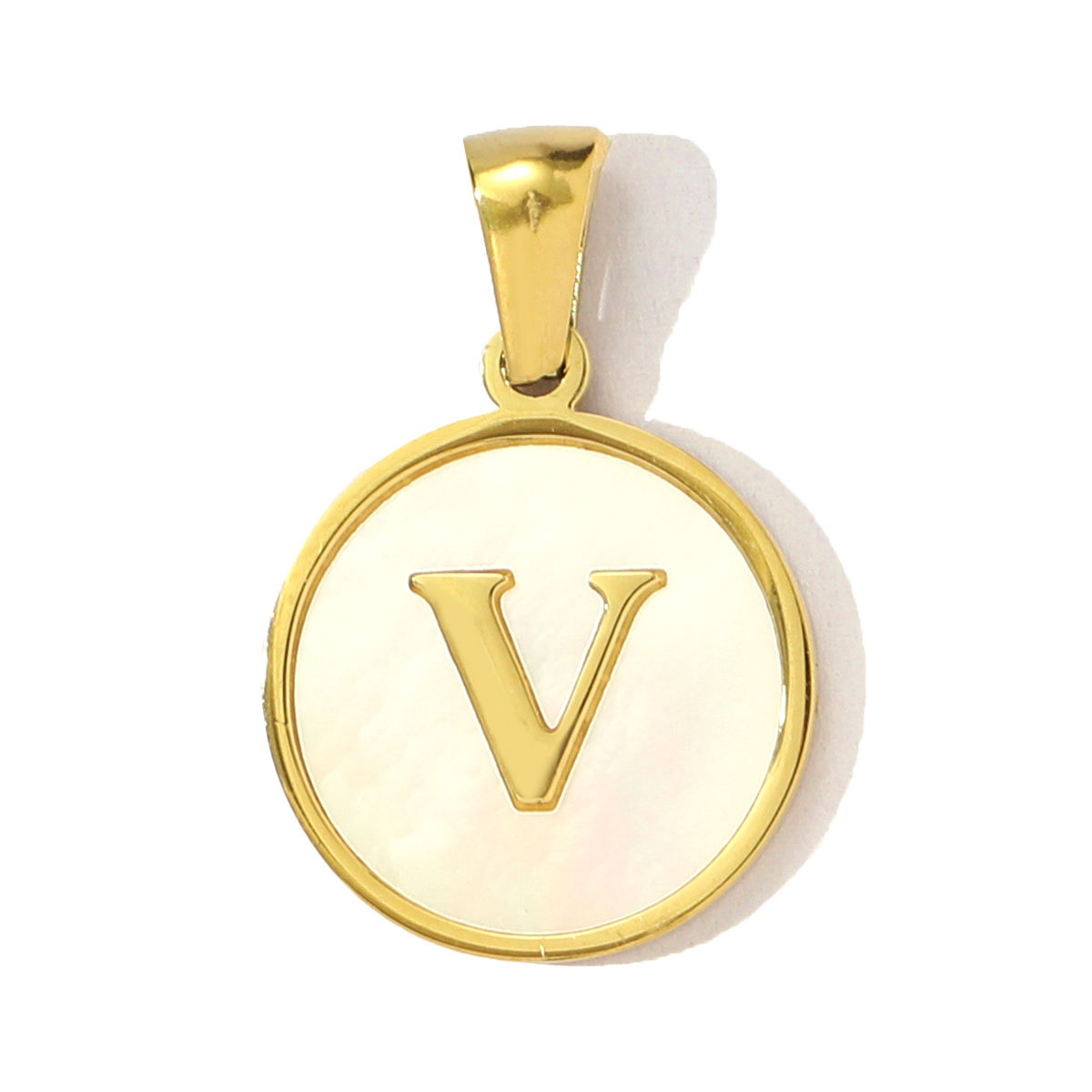 6pcs/pack 16mm Stainless Steel Shell Initial Letter Diy Charm Women Capital Name Necklace Pendant A-Z English Alphabet Jewelry