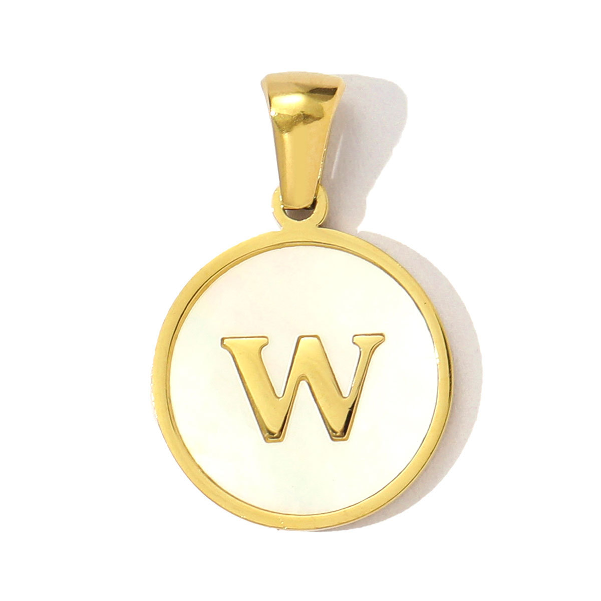 6pcs/pack 16mm Stainless Steel Shell Initial Letter Diy Charm Women Capital Name Necklace Pendant A-Z English Alphabet Jewelry