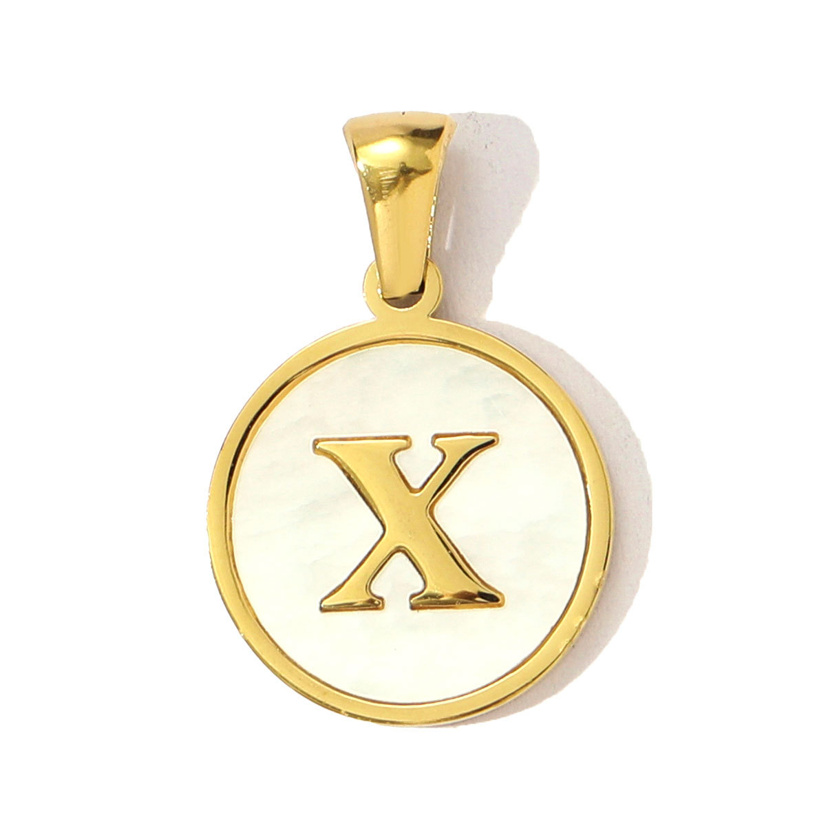 6pcs/pack 16mm Stainless Steel Shell Initial Letter Diy Charm Women Capital Name Necklace Pendant A-Z English Alphabet Jewelry
