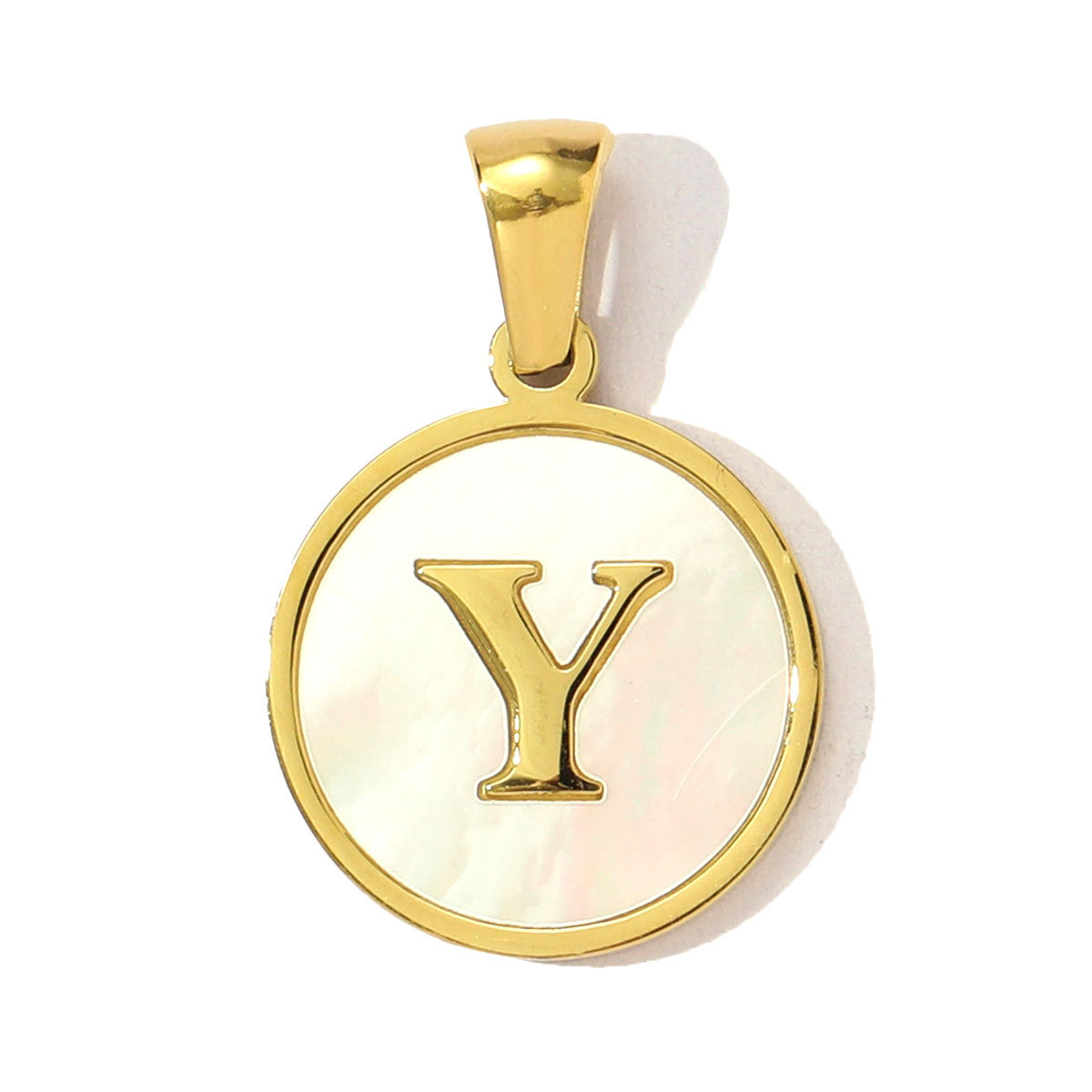 6pcs/pack 16mm Stainless Steel Shell Initial Letter Diy Charm Women Capital Name Necklace Pendant A-Z English Alphabet Jewelry