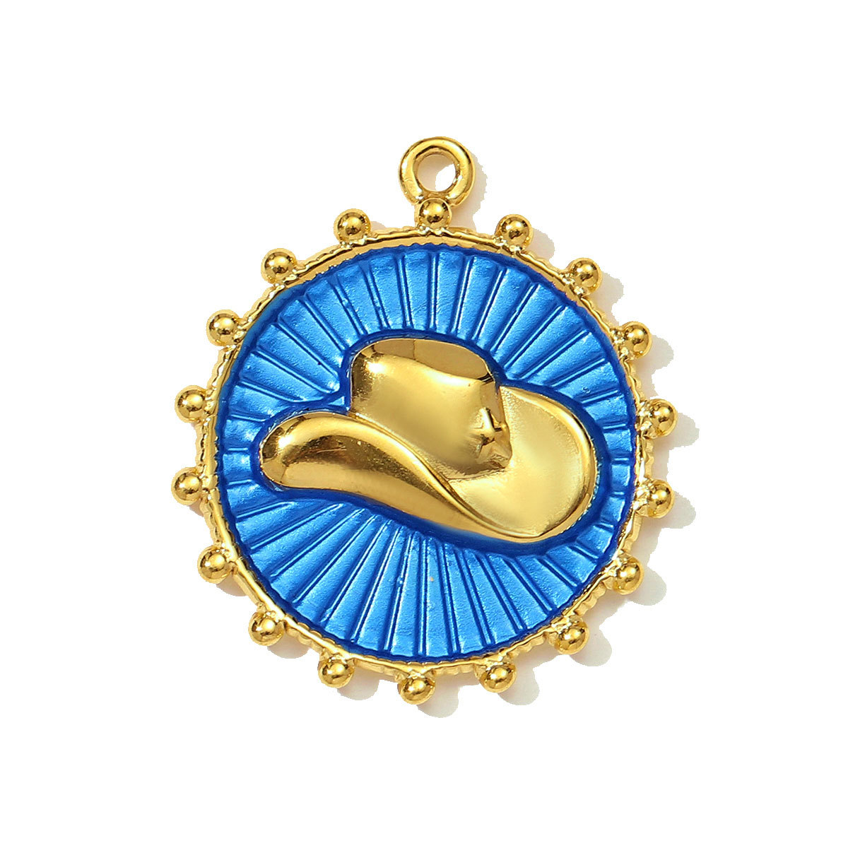 6pcs/pack Stainless Steel Eagle Chapter Necklace Pendants Rhinestone Cowboy Hat DIY Charms Women Geometric Emamel Jewelry