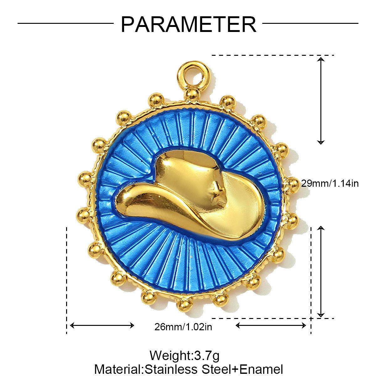 6pcs/pack Stainless Steel Eagle Chapter Necklace Pendants Rhinestone Cowboy Hat DIY Charms Women Geometric Emamel Jewelry