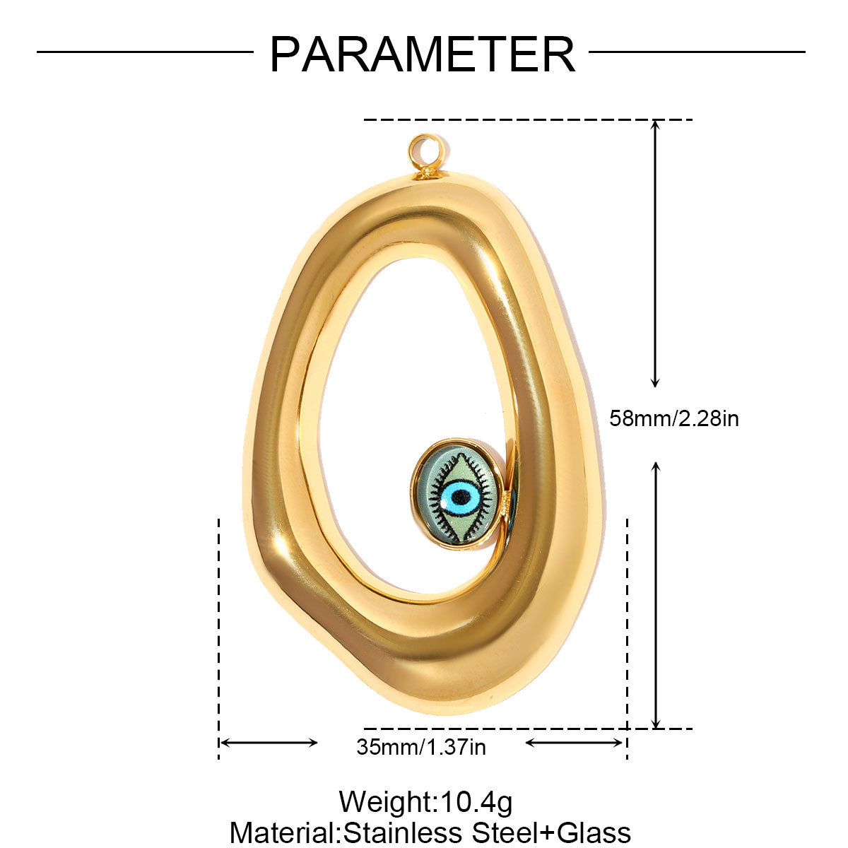 6pcs/pack Stainless Steel Turkiye Evil's Eye Necklace Pendants Irregular Geometric DIY Earring Charms Women Heart Jewelry Wholesale