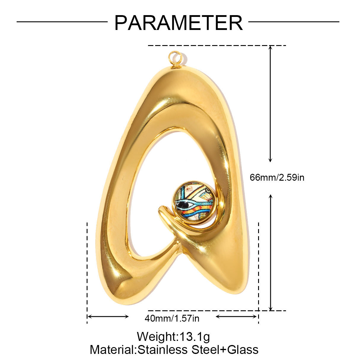 6pcs/pack Stainless Steel Turkiye Evil's Eye Necklace Pendants Irregular Geometric DIY Earring Charms Women Heart Jewelry Wholesale