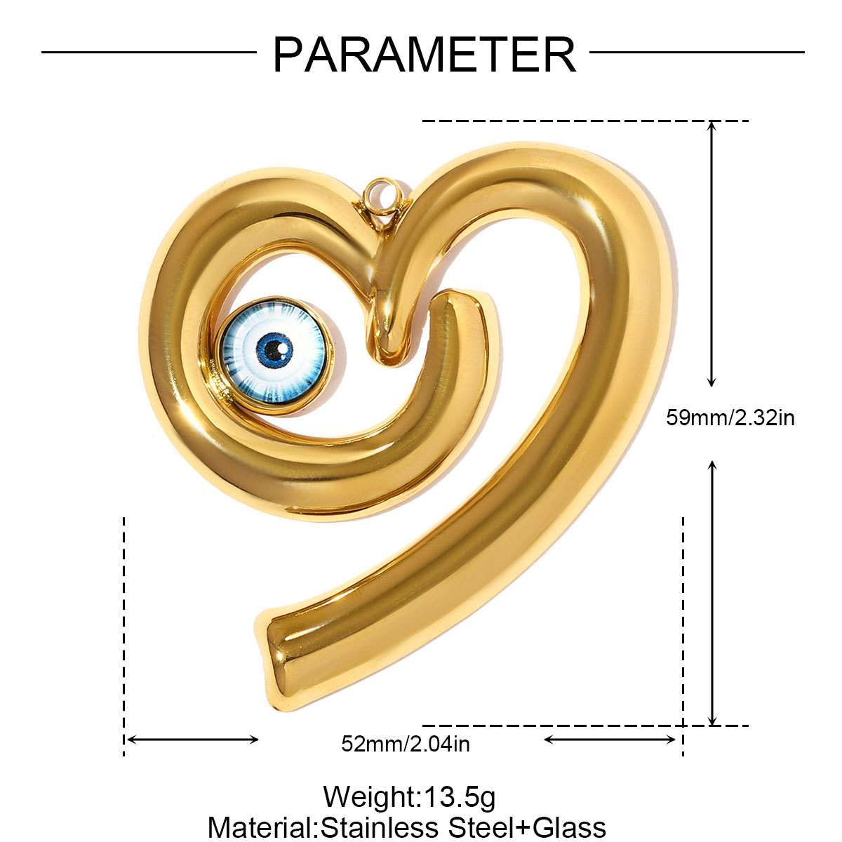 6pcs/pack Stainless Steel Turkiye Evil's Eye Necklace Pendants Irregular Geometric DIY Earring Charms Women Heart Jewelry Wholesale