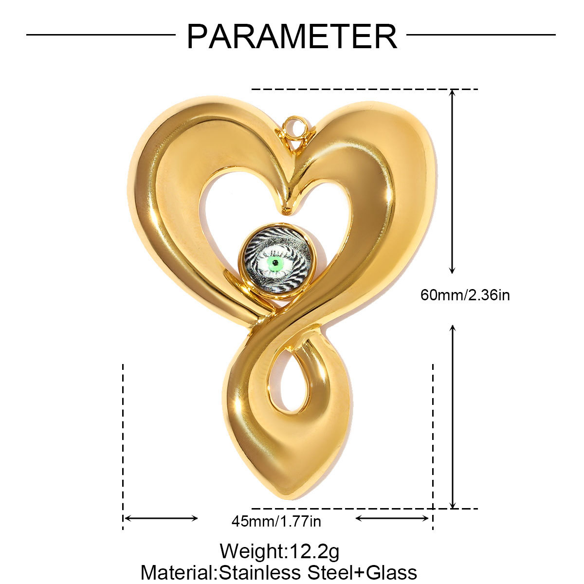 6pcs/pack Stainless Steel Turkiye Evil's Eye Necklace Pendants Irregular Geometric DIY Earring Charms Women Heart Jewelry Wholesale