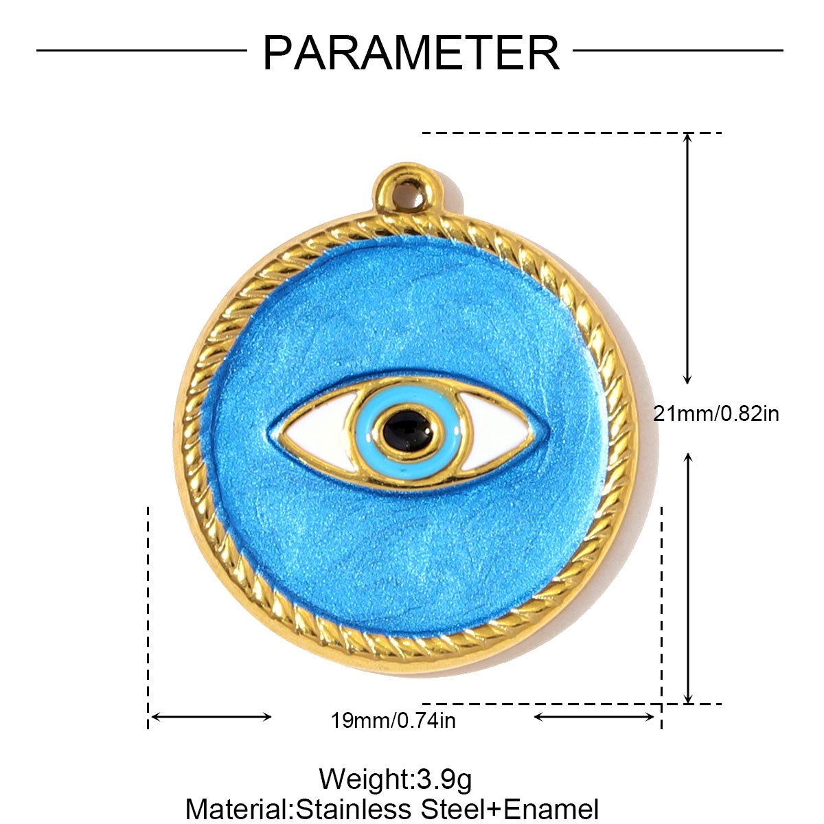 6pcs/pack Stainless Steel 3D Stone Cube Necklace Pendants Enamle Heart Evil Eye DIY Charms Women Geometric Shell Jewelry Wholesale