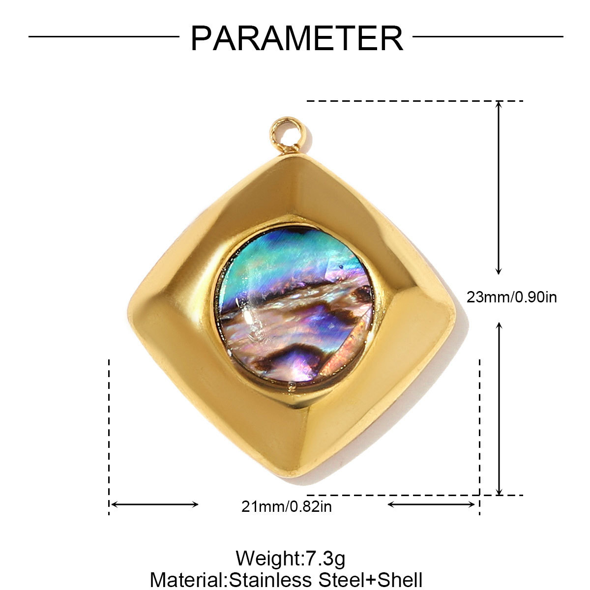 6pcs/pack Stainless Steel 3D Stone Cube Necklace Pendants Enamle Heart Evil Eye DIY Charms Women Geometric Shell Jewelry Wholesale