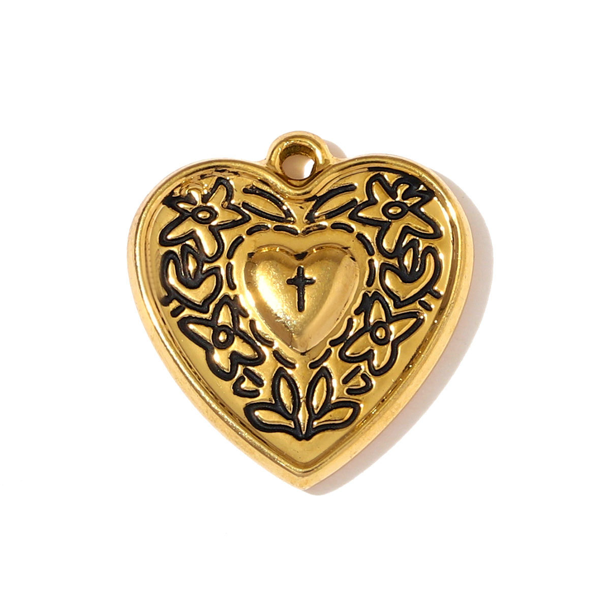 6pcs/pack Stainless Steel 3D Stone Cube Necklace Pendants Enamle Heart Evil Eye DIY Charms Women Geometric Shell Jewelry Wholesale