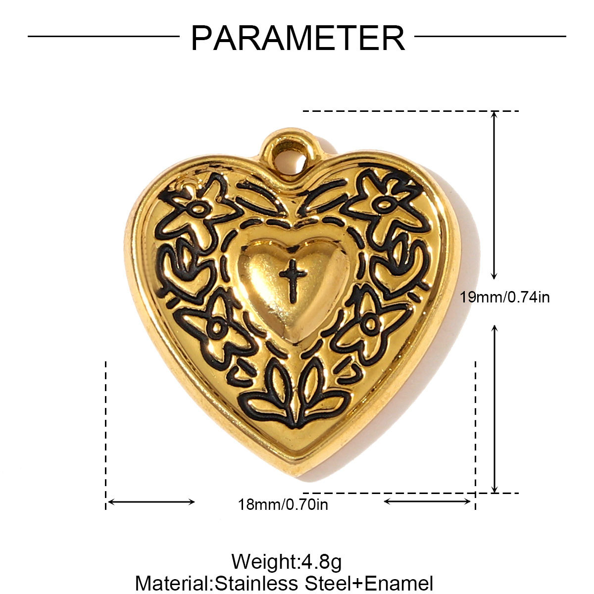 6pcs/pack Stainless Steel 3D Stone Cube Necklace Pendants Enamle Heart Evil Eye DIY Charms Women Geometric Shell Jewelry Wholesale