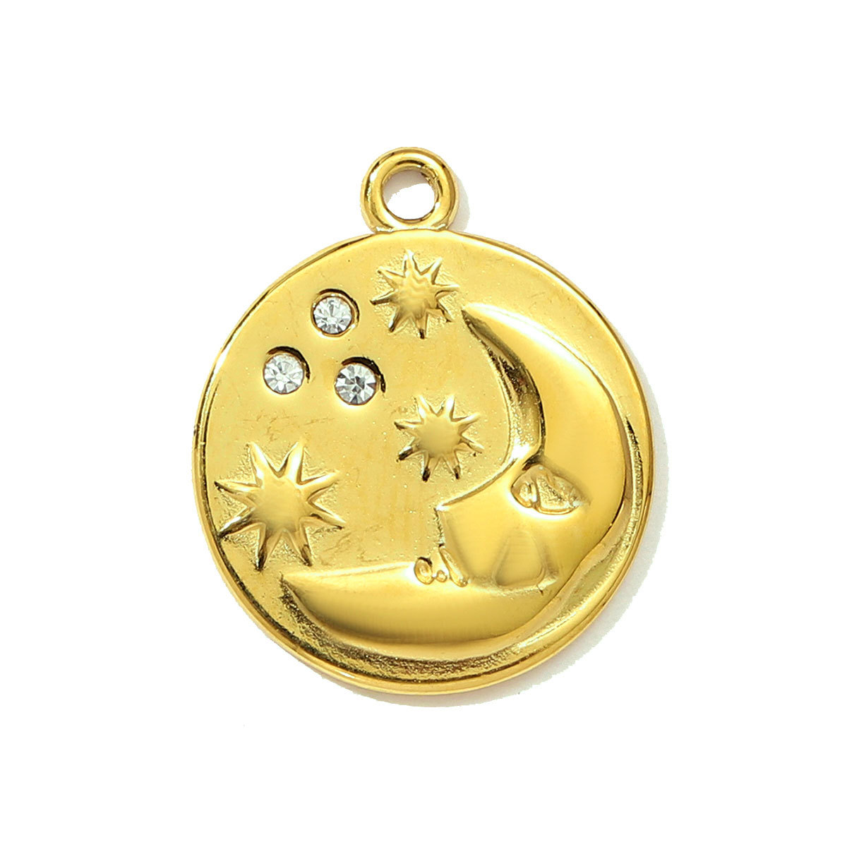 6pcs/pack French Retro Stainless Steel The Bible Love Heart Pendants Rhinestone Moon Star DIY Bracelet Charms Women Evil Eye Jewelry