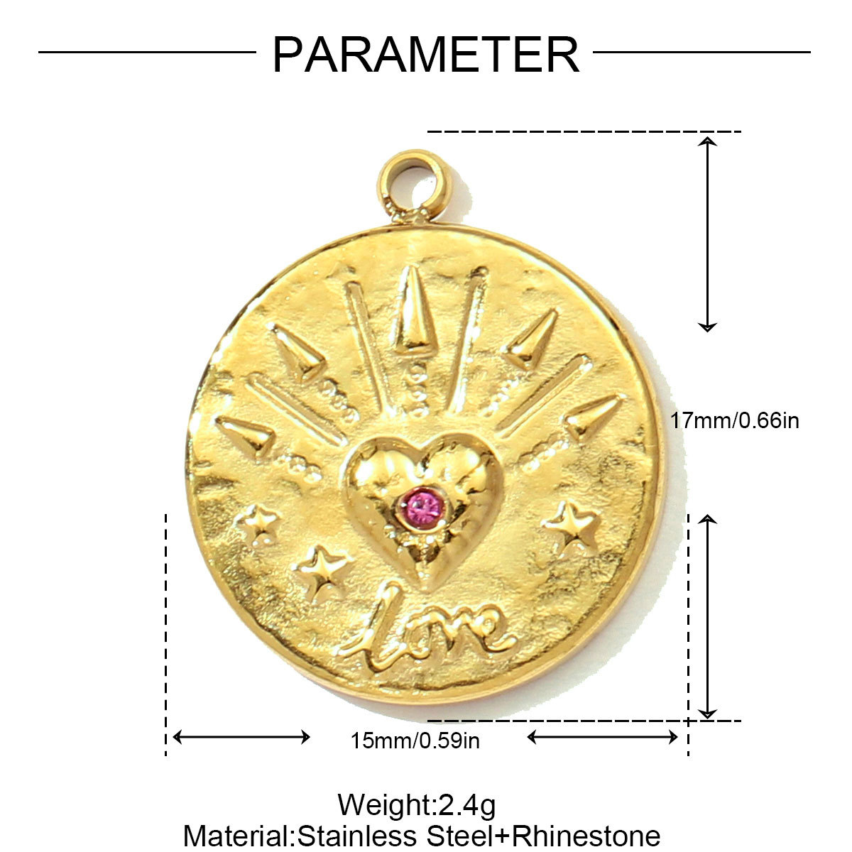 6pcs/pack French Retro Stainless Steel The Bible Love Heart Pendants Rhinestone Moon Star DIY Bracelet Charms Women Evil Eye Jewelry
