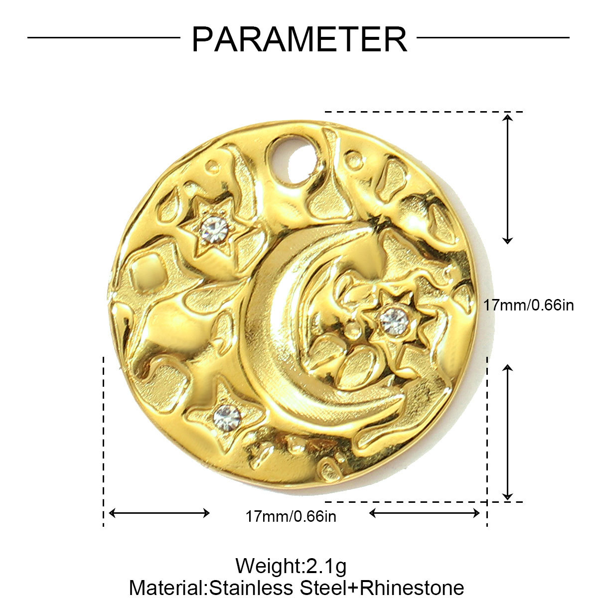 6pcs/pack French Retro Stainless Steel The Bible Love Heart Pendants Rhinestone Moon Star DIY Bracelet Charms Women Evil Eye Jewelry