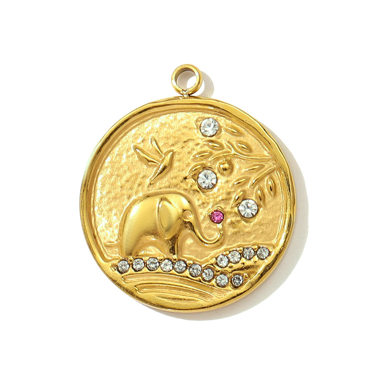 6pcs/pack Stainless Steel Elephant Camel Necklace Pendants Rhinestone Sun Trophy DIY Bracelet Charms Women Cactus Heart Jewelry
