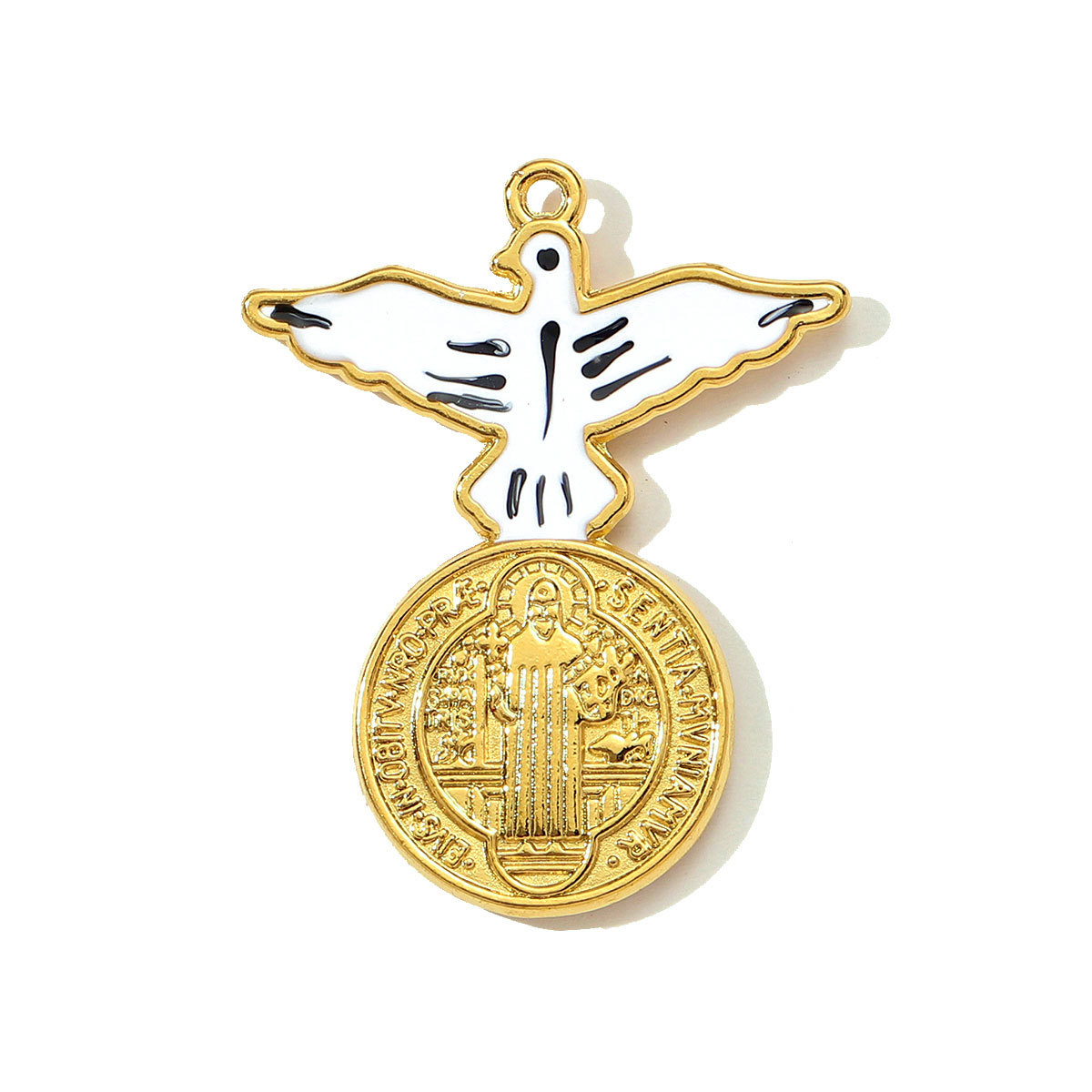 6pcs/pack Stainless Steel Eagle Chapter Necklace Pendants Rhinestone Cowboy Hat DIY Charms Women Geometric Emamel Jewelry