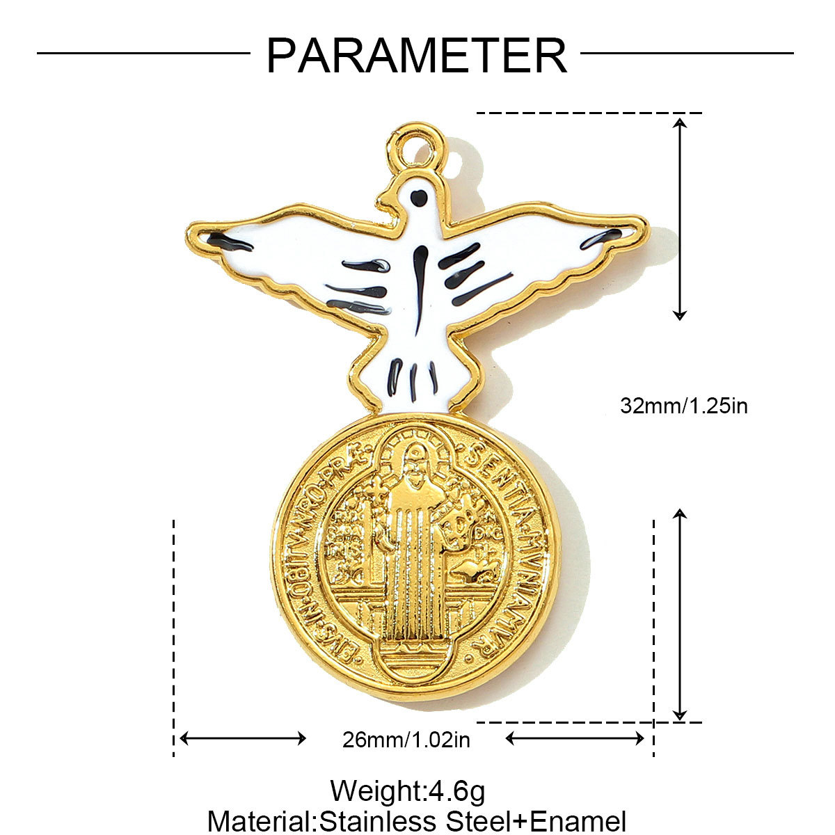 6pcs/pack Stainless Steel Eagle Chapter Necklace Pendants Rhinestone Cowboy Hat DIY Charms Women Geometric Emamel Jewelry