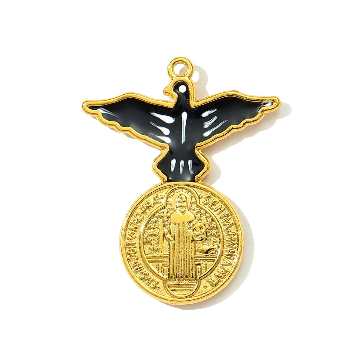 6pcs/pack Stainless Steel Eagle Chapter Necklace Pendants Rhinestone Cowboy Hat DIY Charms Women Geometric Emamel Jewelry