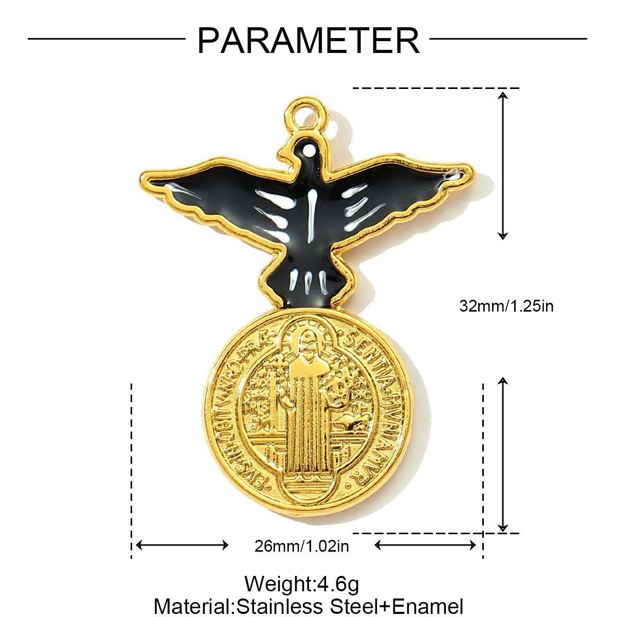6pcs/pack Stainless Steel Eagle Chapter Necklace Pendants Rhinestone Cowboy Hat DIY Charms Women Geometric Emamel Jewelry