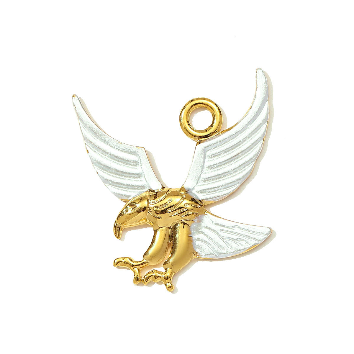 6pcs/pack Stainless Steel Eagle Chapter Necklace Pendants Rhinestone Cowboy Hat DIY Charms Women Geometric Emamel Jewelry