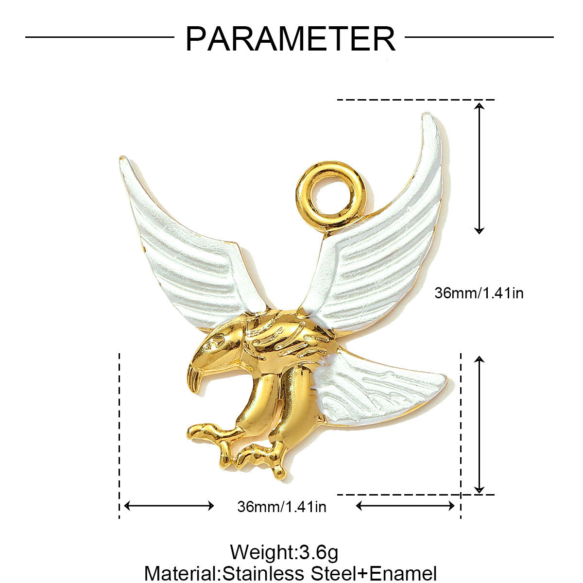 6pcs/pack Stainless Steel Eagle Chapter Necklace Pendants Rhinestone Cowboy Hat DIY Charms Women Geometric Emamel Jewelry
