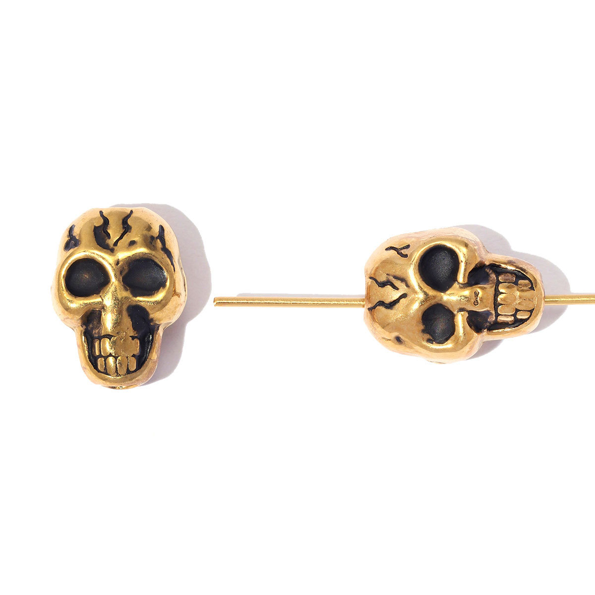 6pcs/lot Punk Stainless Steel Small Hole Skull Beads Round Oval Spacer Charms for Beaded Bracelet DIY Jewelry Making Accessories