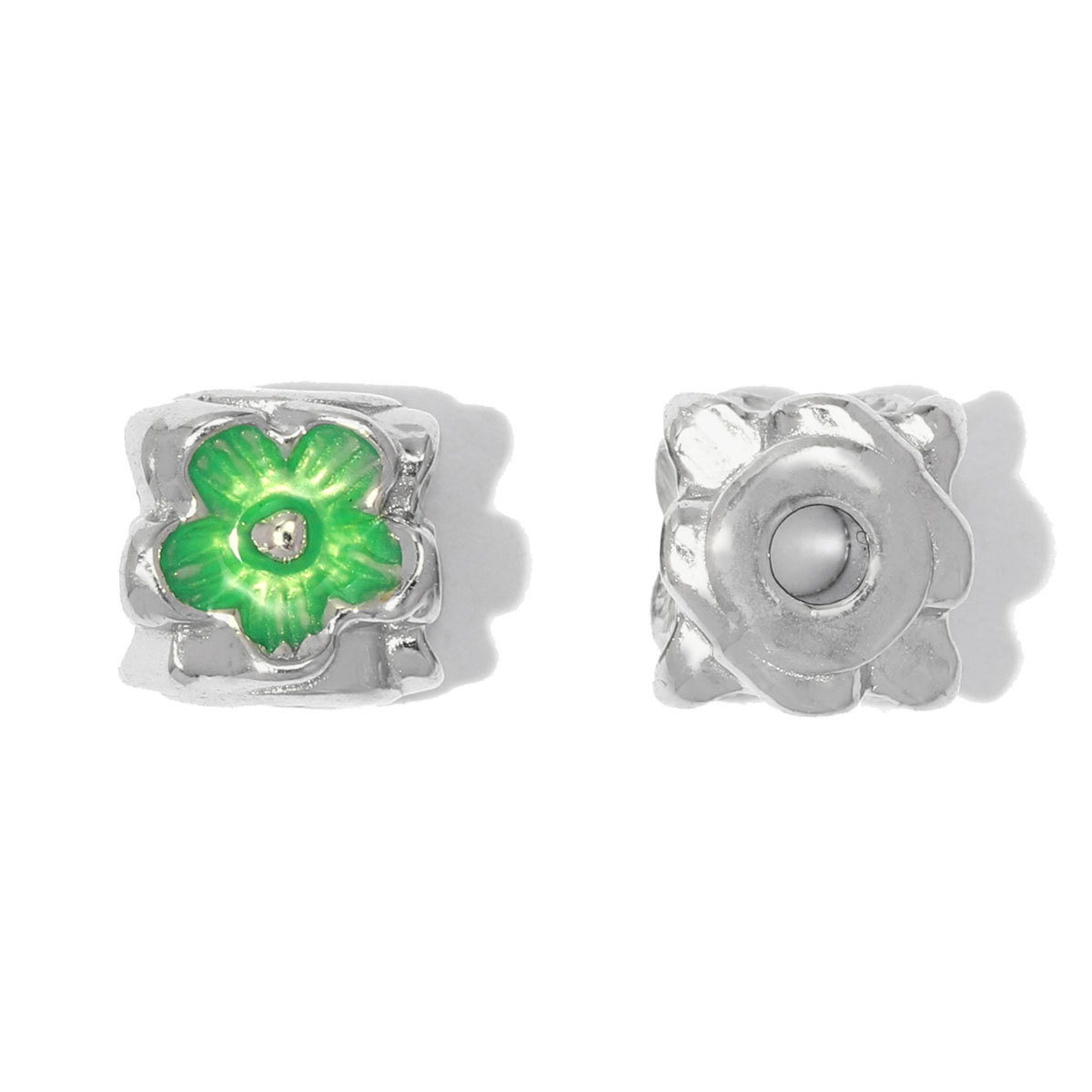 6pcs/lot Stainless Steel Small Hole Enamel Flower Beads Cube Square Spacer Charms for Beaded Bracelet DIY Jewelry Making Accessories
