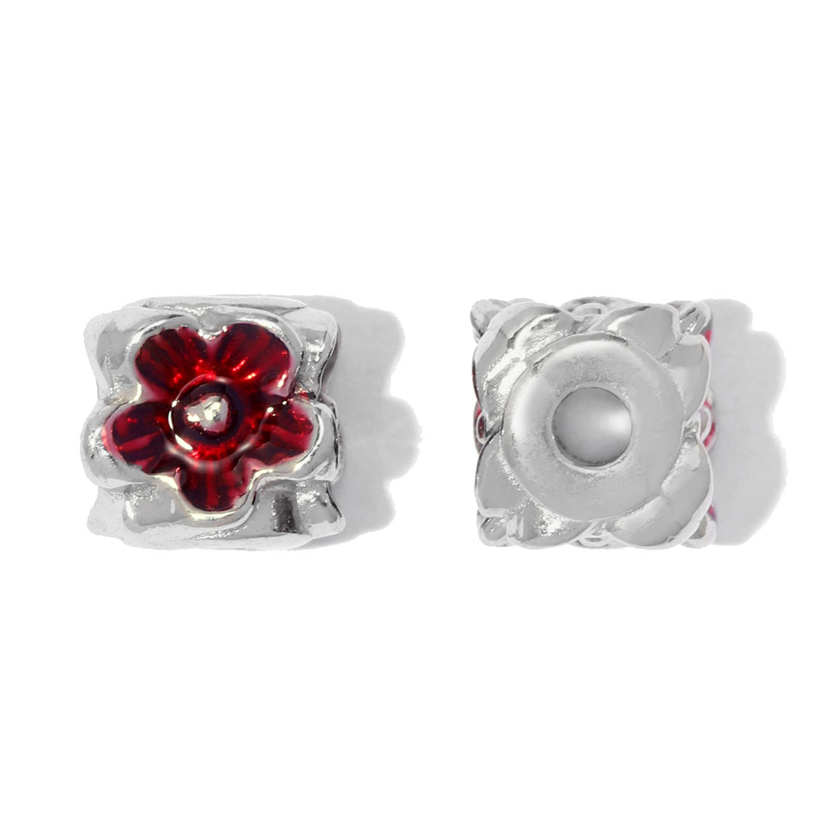 6pcs/lot Stainless Steel Small Hole Enamel Flower Beads Cube Square Spacer Charms for Beaded Bracelet DIY Jewelry Making Accessories