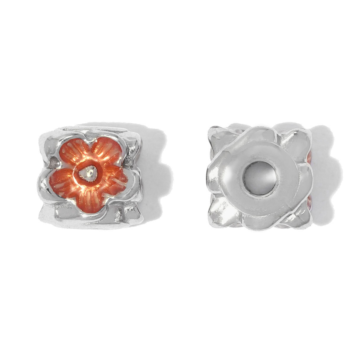 6pcs/lot Stainless Steel Small Hole Enamel Flower Beads Cube Square Spacer Charms for Beaded Bracelet DIY Jewelry Making Accessories