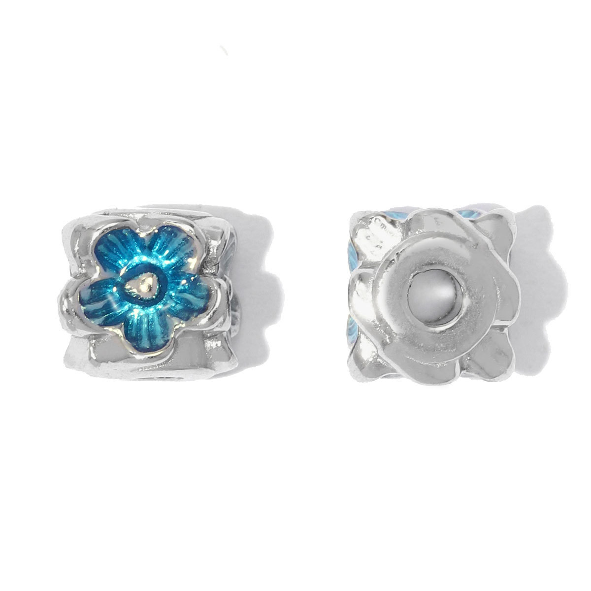 6pcs/lot Stainless Steel Small Hole Enamel Flower Beads Cube Square Spacer Charms for Beaded Bracelet DIY Jewelry Making Accessories
