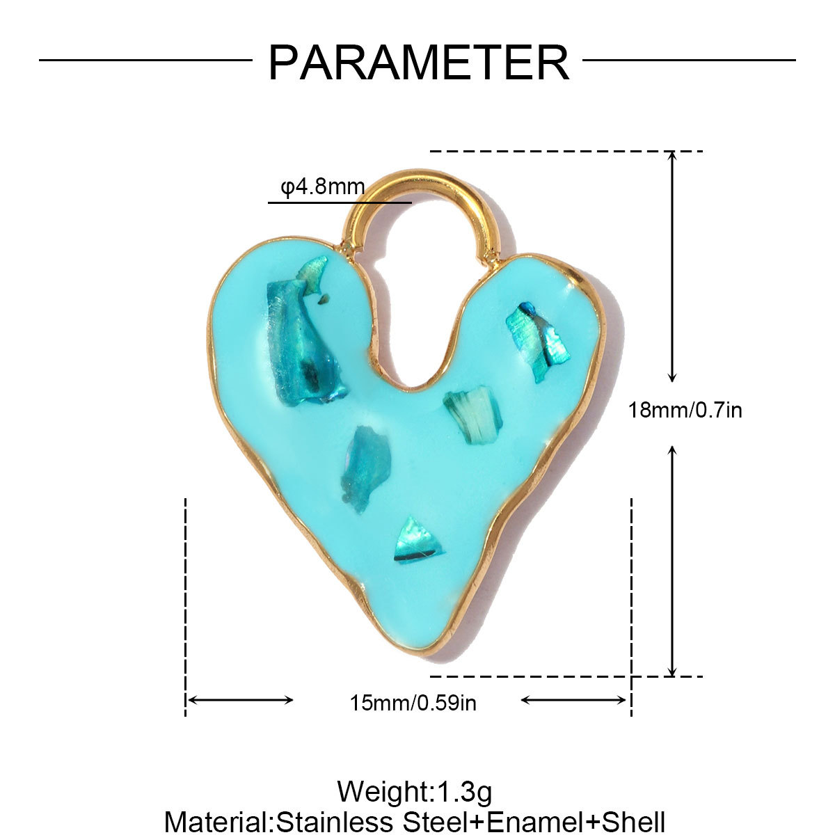 6pcs/pack Stainless Steel Enamel Heart Lock DIY Charms Rhinestone Tulip Necklace Pendant Women Horseshoe Flower Jewelry Wholesale