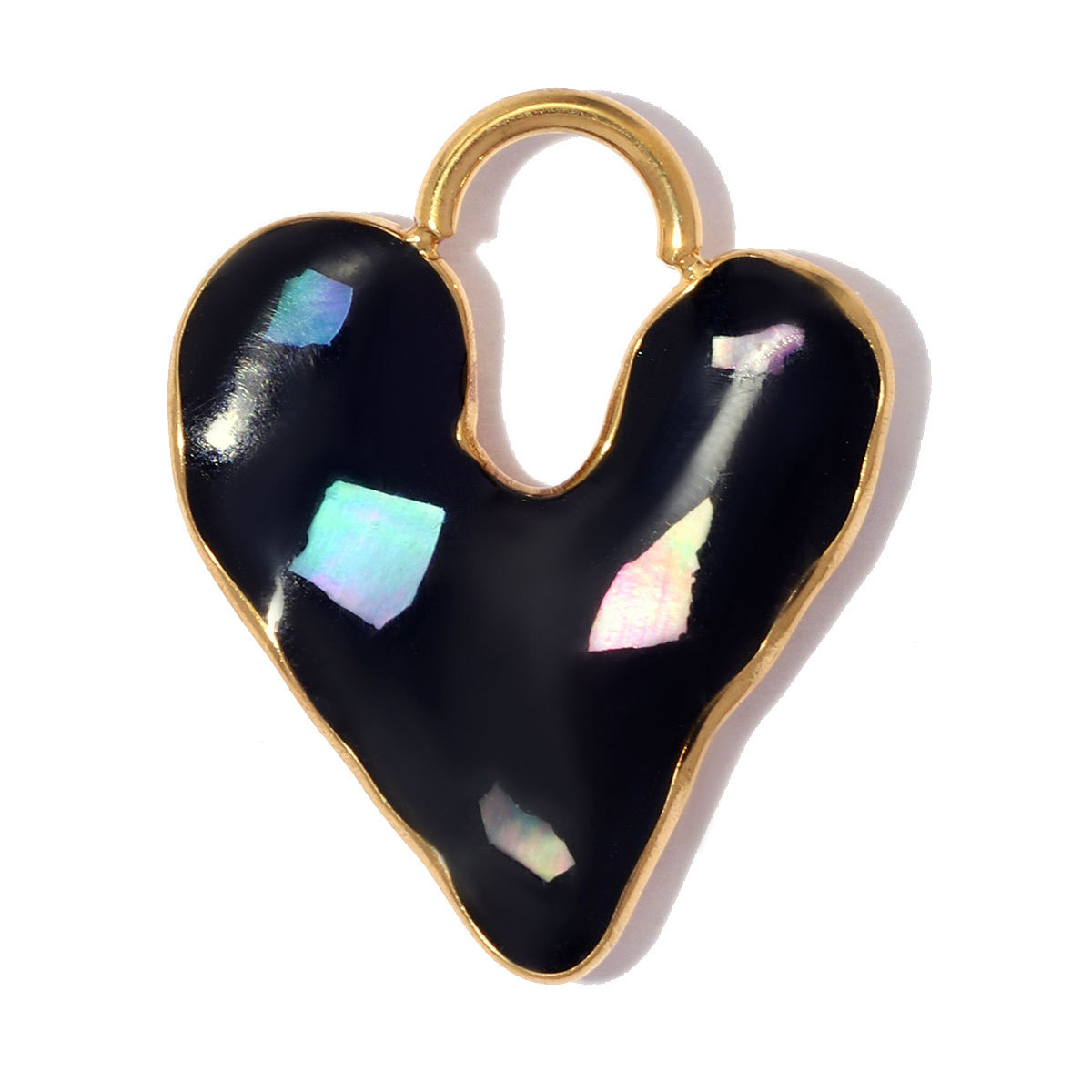 6pcs/pack Stainless Steel Enamel Heart Lock DIY Charms Rhinestone Tulip Necklace Pendant Women Horseshoe Flower Jewelry Wholesale