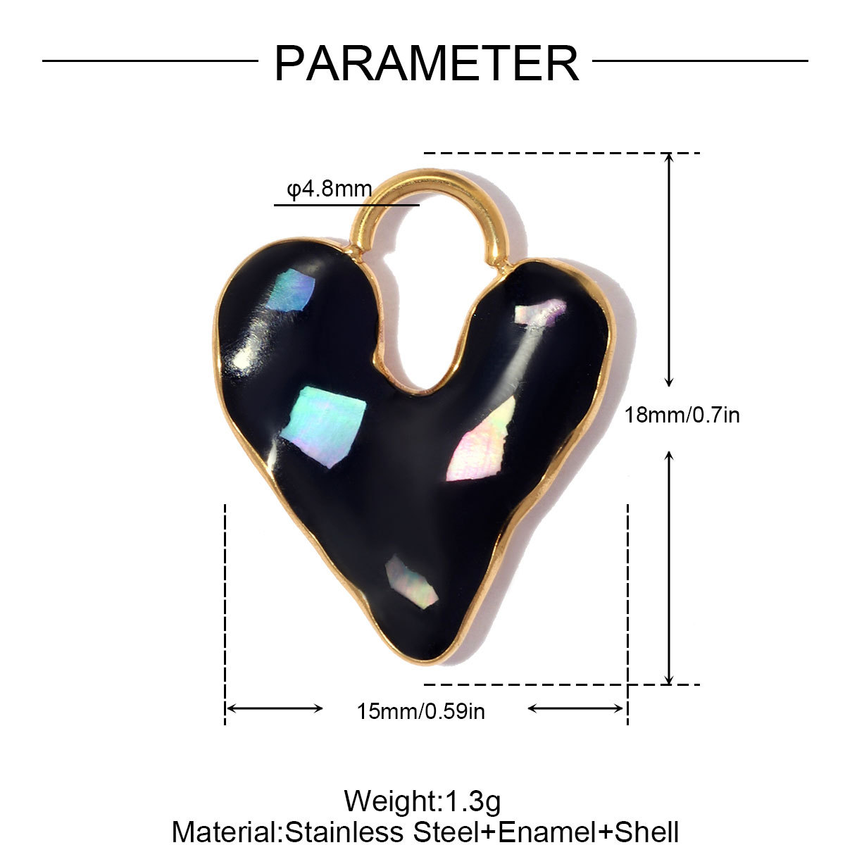 6pcs/pack Stainless Steel Enamel Heart Lock DIY Charms Rhinestone Tulip Necklace Pendant Women Horseshoe Flower Jewelry Wholesale