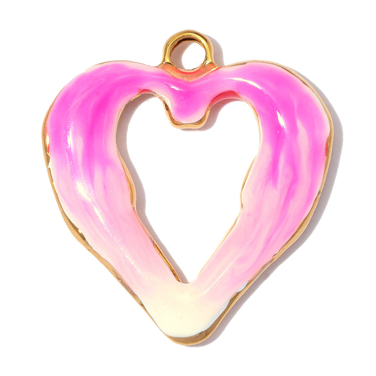 6pcs/pack Stainless Steel Enamel Heart Lock DIY Charms Rhinestone Tulip Necklace Pendant Women Horseshoe Flower Jewelry Wholesale